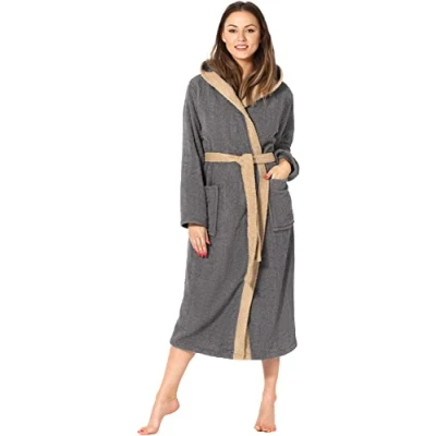 Immagine di Ladeheid Accappatoio Donna in Spugna di Cotone LA40 191 (Grigio Scuro 12/Beige 8, L)