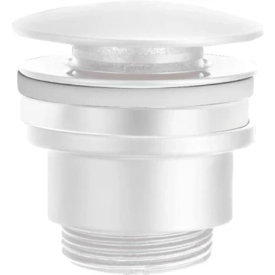 Immagine di IMEX VCC007 Valvola a Click Clack Adatta per Lavelli e Bidi, Scarico Lavandino Facile Installazione Tappi di Lavabo, Universale con o senza Tassello, Pop Up Bianco Opaco