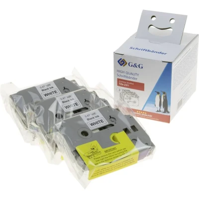 Immagine di G&amp;G Cassetta nastro Colore Nastro: Bianco carattere: Nero 12 mm 8 m