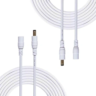 Immagine di Liwinting 2 Pezzi 2m Cavo di Prolunga DC Maschio a Femmina Alimentazione del Connettore 12V 2,1 mm x 5,5 per Adattatore Potenza, LED, Fotocamera CCTV Monitor e più Bianco