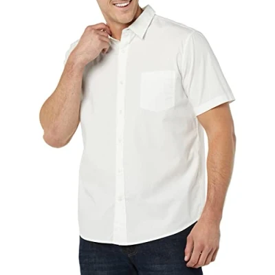 Immagine di Amazon Essentials Camicia in Popeline a Maniche Corte Slim Uomo, Bianco, XXL