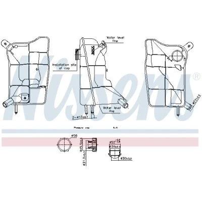 Immagine di NISSENS 996304 Vaschetta Radiatore 1,4 senza sensore livello refrigerante con coperchio CITROËN: C3 II, I Hatchback, PEUGEOT: 207 SW, Hatchback