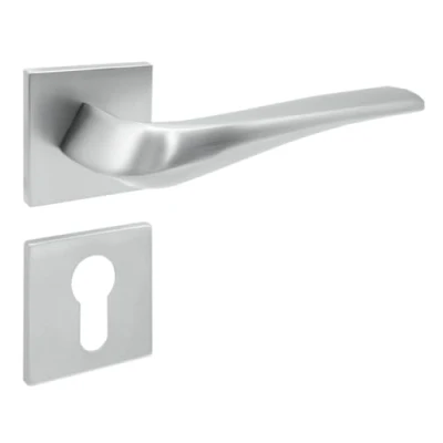 Immagine di domino ADEL QR SLIM M6 Set di cilindri profilati, con rosette quadrate PZ Maniglia per porta della stanza, dell&#039;ufficio, cantina e interna Raccordi in alluminio