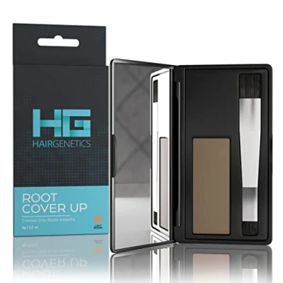 Immagine di Hair Genetics Root Cover Up Hide Your Grey Hairs Roots NEW Mineral Powder, Quick and Easy Professional Natural looking Results Touch Powder Define Fill in Eyebrows (Light Brown)