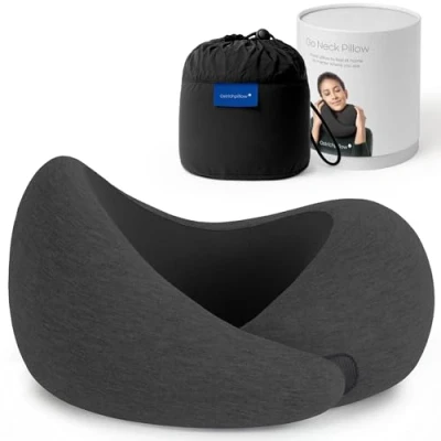 Immagine di OSTRICHPILLOW Go Neck Pillow Cuscino da Viaggio in Memory Foam, Design Ergonomico a 360º, Lati Asimmetrici, Borsa Inclusa, Fodera Lavabile Modal