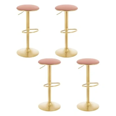Immagine di WOLTU 4x Sgabelli Bar con Poggiapiedi Sedia Alta Sedile Imbottito per Cucina Altezza Regolabile Sgabello Girevole 360 in Metallo Rosa BH302rs 4