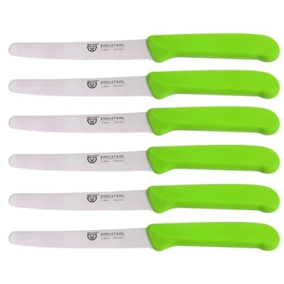 Immagine di GRÄWE Coltelli da Tavola in Acciaio Inox, Set 6, di per Pane 6 Pezzi, Pane, Colazione con Lama Seghettata, 21 cm Verde
