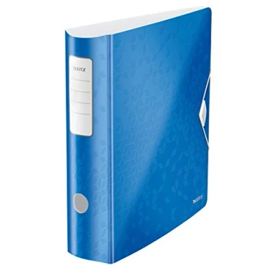 Immagine di Leitz Active WOW Raccoglitore con Meccanismo a Leva 180, Formato A4, Blu, Dorso 82 mm, Chiusura Elastico, Polyfoam Leggero, 11060136
