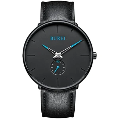 Immagine di BUREI Orologio da Uomo Polso al Quarzo Analogico Minimalista Nero Design Classico Stile alla Moda per Donna