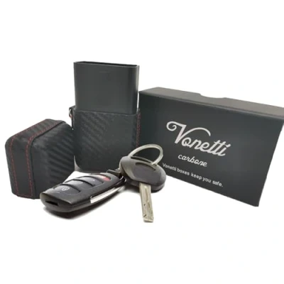 Immagine di VONETTI Alpha Shield CARBONE Premium RFID Signal Blocker Box Smart Car Key Faraday Protector, Keyless Go Blocking Case, Crypto Wallet Safe Box, Tin (Black)