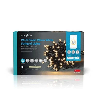 Immagine di NEDIS SmartLife LED decorativo Corda Bianco caldo 50 Interni ed esterni 7 Pattern di movimento 5 m Android/IOS