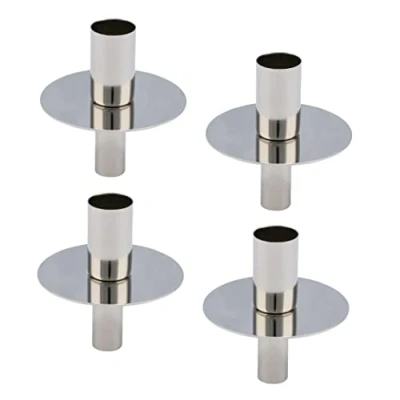 Immagine di Portacandele per bottiglie in metallo, set da 4 pezzi, 8 cm, colore argento, candele tavola