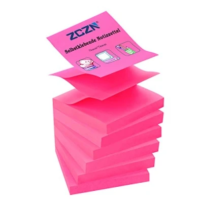 Immagine di ZCZN Z Notes, 6 blocchetti autoadesivi da 76 x mm, 80 fogli per blocco Note autoadesive 480 Fucsia