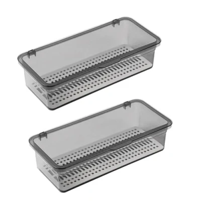 Immagine di AMIUHOUN Vassoio per con coperchio,Contenitore utensili coperchio in plastica,Contenitore cassetti B