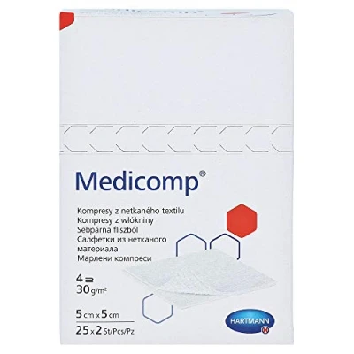 Immagine di HARTMANN 4217216 Medicomp Compresse in tessuto non tessuto, 4 strati, 5 x cm, 50 pezzi