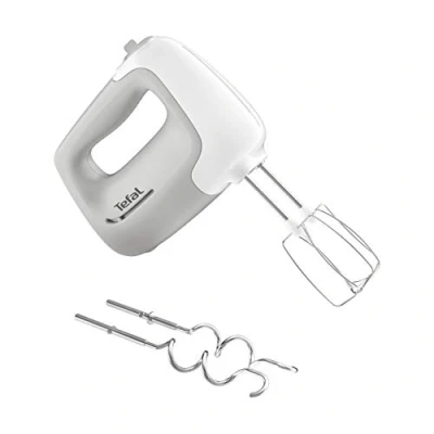 Immagine di Tefal HT450B Prep&#039;Mix Sbattitore 450 W 5 velocità 2 fruste e ganci impastatrici in acciaio inossidabile Mixer multiuso Accessori lavabili Bianco/Grigio
