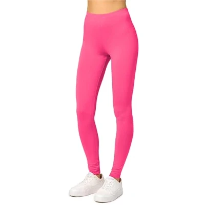 Immagine di Merry Style Leggings Lunghi Donna in Viscosa con Elastan Ampia Pantaloni Banda Elastica Leggins per Casa Palestra Tempo Libero MS10 143 (Rosa, M)