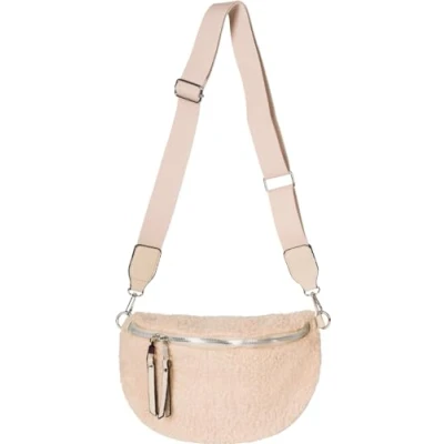 Immagine di styleBREAKER Donna pelliccia di orsacchiotto Mezza Luna Borse a tracolla Unicolor, regolabile 02012403, colore:Marrone chiaro