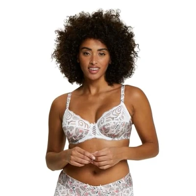 Immagine di SANS COMPLEXE Amelie Print 70AAG76 Reggiseno Classico con Ferretto, Imprimé Tulipes Taupe, 5E Donna