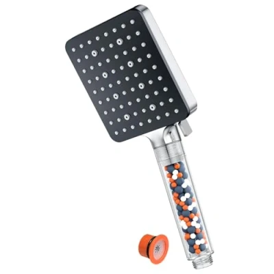 Immagine di YEAUPE PRO Soffione Doccia, Doccino per Doccia con Filtro,Doccetta Alta Pressione Anticalcare,Soffione Quadrato Grande 6 tipi di getto,Doccia Bagno(100 * 115mm)