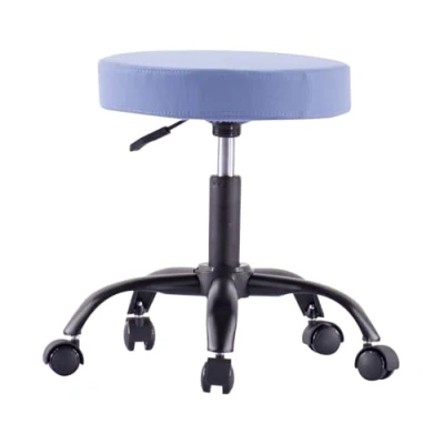 Immagine di Techly 362978 Sgabello Girevole con Ruote Altezza Regolabile Tessuto Sfoderabile Blu Azzurro
