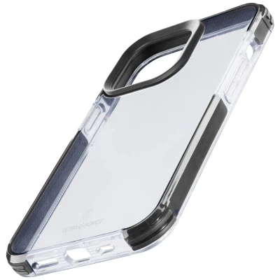 Immagine di cellularline Tetra Force Strong Guard iPhone 15 Pro Custodia flessibile Ultra Protettiva, Anti Shock con Tecnologia Antibatterica Integrata Trasparente