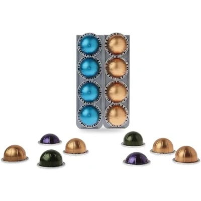 Immagine di R&amp;R SHOP Porta Capsule per Nespresso Vertuo, Incollabile su ogni Superficie tipo Muri, Frigorifero e Compatibile con Macchine Caffè Vertuo Adesivi , 4 cadauno Set di 2