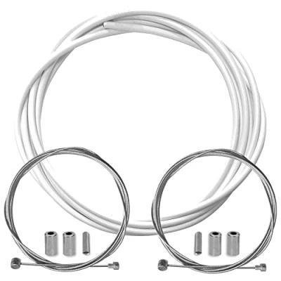 Immagine di cyclingcolors Guaina freno bicicletta con cavo terminali kit anteriore posteriore compatibile Shimano Sram città strada vtt performance, Bianca