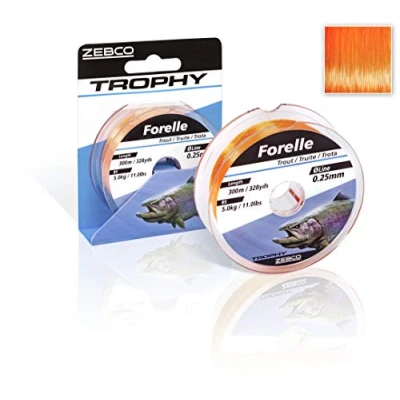 Immagine di Zebco Qualità Trophy Trout Monofilo Pesca Linea Accessori Trota Fluorescente Arancione 0,18 mm / 2,9 kg
