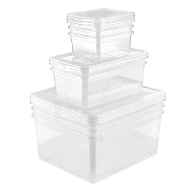 Immagine di keeeper Box Contenitore con Sistema di Ventilazione, Confezione da 8 Pezzi, 3x 1,7 L, 2x 5,6 18 Bea, Trasparente