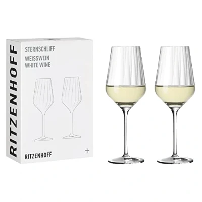Immagine di RITZENHOFF 3671002 Set di bicchieri da vino bianco 300 ml Serie a stella n. 2 pezzi con linea in rilievo Made Germany