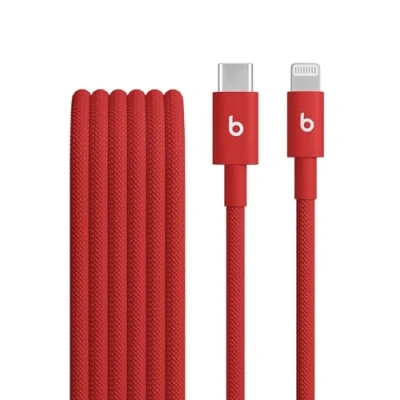 Immagine di Beats in tessuto intrecciato da USB C a Lightning Cavo, ricarica rapida, resistente e antigroviglio, caricatore compatibile per dispositivi Apple con porte (1,5 m) Rosso rapido