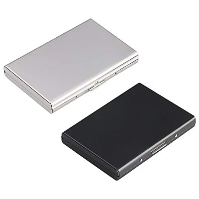 Immagine di Vicloon Porta Biglietti, Carte di Credito Anti RFID e NFC in Acciaio Inossidabile per Uomo/Donna, Eleganti Portafogli da Viaggio, Carta d&#039;identità, Assicurazione, Debito ECC. Argento Nero