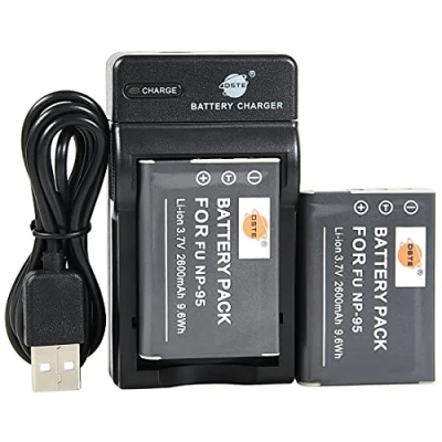 Immagine di DSTE NP 95 Batteria agli ioni di litio (2 pezzi) e micro USB, compatibile con Fujifilm FinePix F30, F31fd, Real 3D W1, X100T, X100LE, X S1, RICOH DB 90, GXR, GXR Mount A12, P10 fotocamera