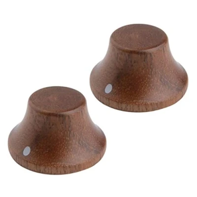 Immagine di KAISH Set di 2 pomelli in legno LP/Strat stile campana per chitarra, basso e cappello legno, con indicatore a pois noce
