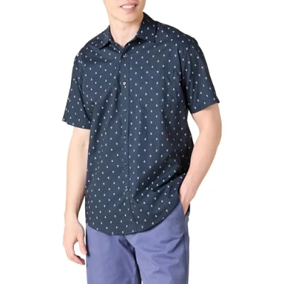 Immagine di Amazon Essentials Camicia con Stampa a Maniche Corte Vestibilità Regolare Uomo, Blu Marino Bianco Ancore, XL