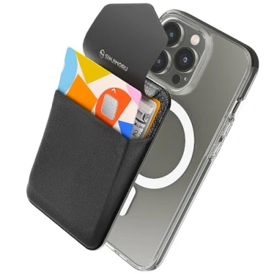 Immagine di Sinjimoru [2022 Updated] iPhone 14 Magnetic Wallet Compatible with MagSafe Wallet, Phone as Card Holder for 12,13 &amp; Series. M Flap Black