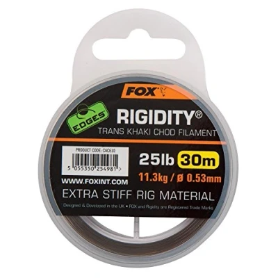 Immagine di Fox Edges Rigidity Chod Filamento 30 m Trans/Kaki Cavo per la pesca alla carpa Vano e carpa, diametro/portata: 0,57 mm / lb 13,64 kg di