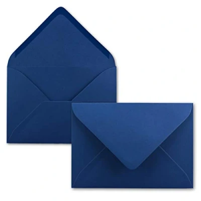 Immagine di 50x Buste B6 17,5 x 12,5 cm blu notte colla umida con lembo a punta 120 g/m² per matrimoni, biglietti d&#039;auguri, inviti