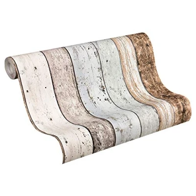 Immagine di A.S. Création Carta da parati Effetto Legno Elements tessuto non 10.05 m x 0.53 Marrone Blu Beige Prodotto in Germania 855039 8550 39