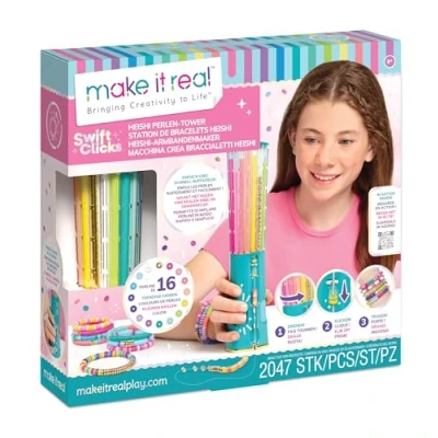 Immagine di Make It Real Macchina Crea Braccialetti Heishi con 2047 Perline Colorate, 16 Colori Trendy, Giochi Creativi per Bambine, Multicolore, Idea Regalo Creativa, da 8 Anni