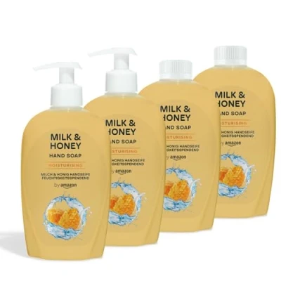 Immagine di by Amazon, Sapone per le mani al latte e miele, 4 x 500 ml
