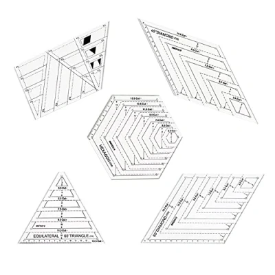 Immagine di 5 Pezzi Righelli da Cucito, Righello Patchwork, Acrilico Righello, Trasparente Scala Accurata e Caratteri Chiari, per Quilting, Artigianato in Tessuto DIY