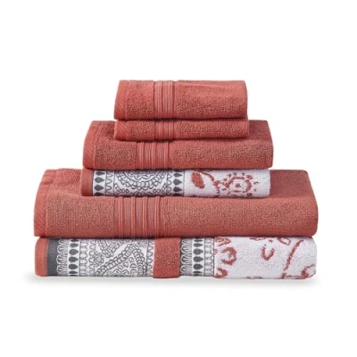 Immagine di Modern Threads Ophelia Clay Set di 6 asciugamani da bagno, 2 in jacquard, tinti filo