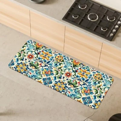 Immagine di Comart, Tappeto Austin, per Cucina e Corridoio, Passatoia in Poliestere Stampato, Impermeabile Antiscivolo, Decoro Piastrelle Tiles, 50 x 130 cm, Lavabile Lavatrice, Resistente, Made Italy