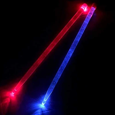 Immagine di YiPaiSi Bastone per batteria in acrilico 5A rosso e blu Glow LED bacchette illuminate, lucide, luminose a LED, Jazz The Dark