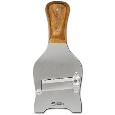 Immagine di Sanelli Ambrogio Linea Affettatartufi in Acciaio Inox. Manico Ulivo, Ergonomico ed Antiscivolo. Regolatore di qualità per un taglio preciso. Lama ondulata, Inox