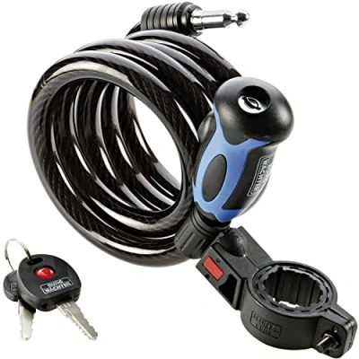 Immagine di BURG WÄCHTER Lucchetto bici con chiavi, bicicletta a spirale supporto, Chiusura automatica, 1345 150 L, L cm, Ø 15 mm, Vari colori (colore casuale)