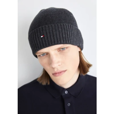 Immagine di Tommy Hilfiger FLAG Beanie Unisex Berretto, Taglia: One Size, Charcoal gray