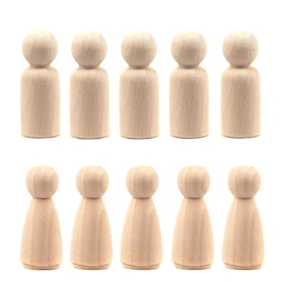 Immagine di LUUFAN 20 bambole in legno da 65 mm, non rifinite, femminili maschili, corpi vuoti, per fai te, artigianato, feste di nozze (confezione 20)